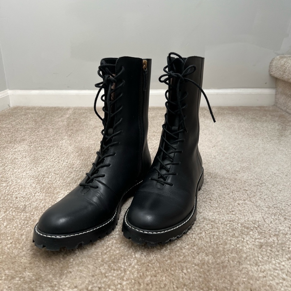 J.Crew Black Lace-Up Combat Boots